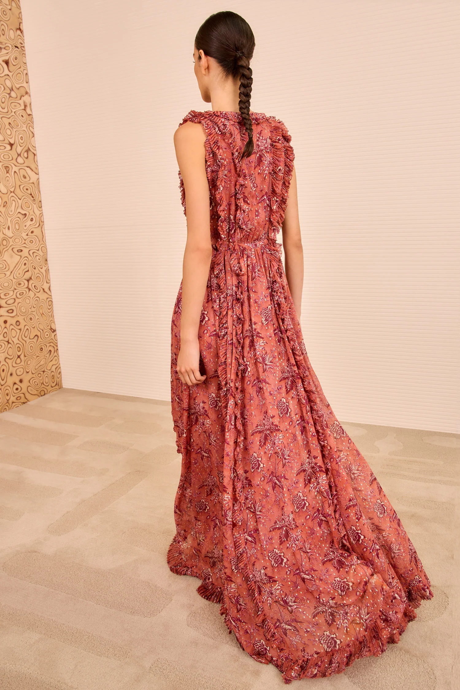 Aida Cascading Ruffle Gown - Oleander - Image 4