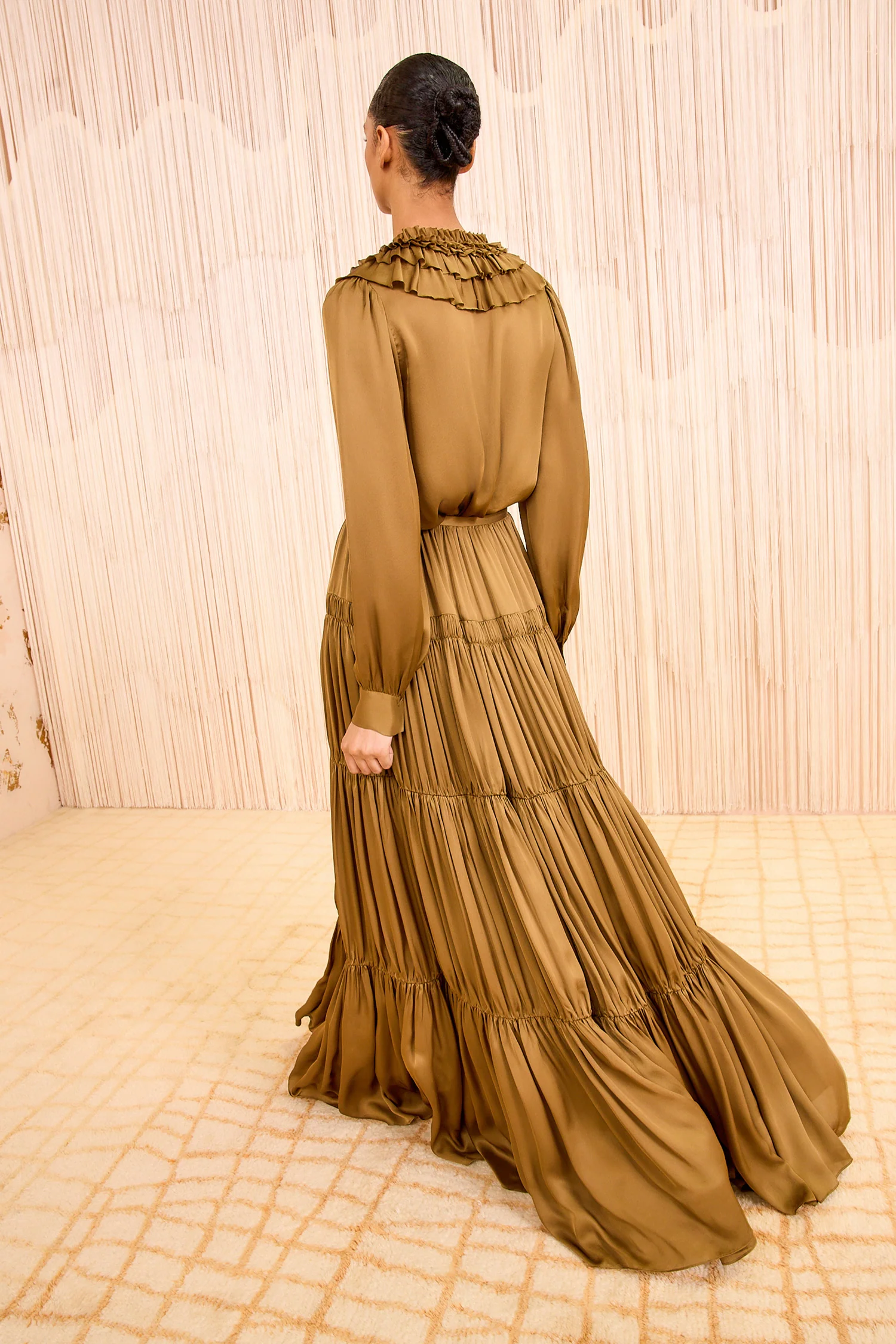 Gaelle Silk High Waist Maxi Skirt - Willow - Image 4