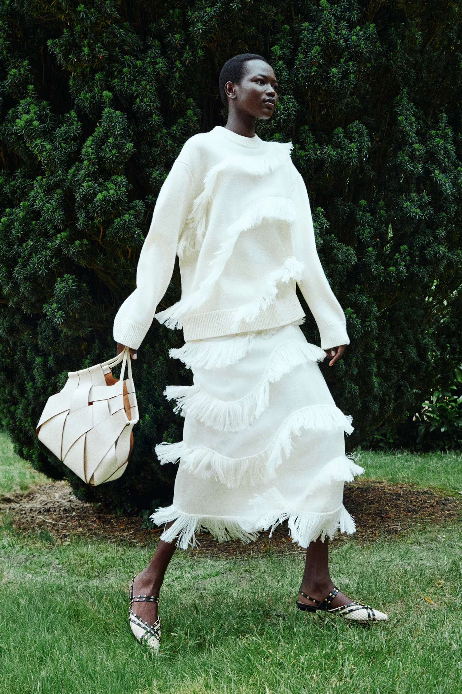 Mirena Midi Knit Fringe Skirt - Cowrie - Image 5