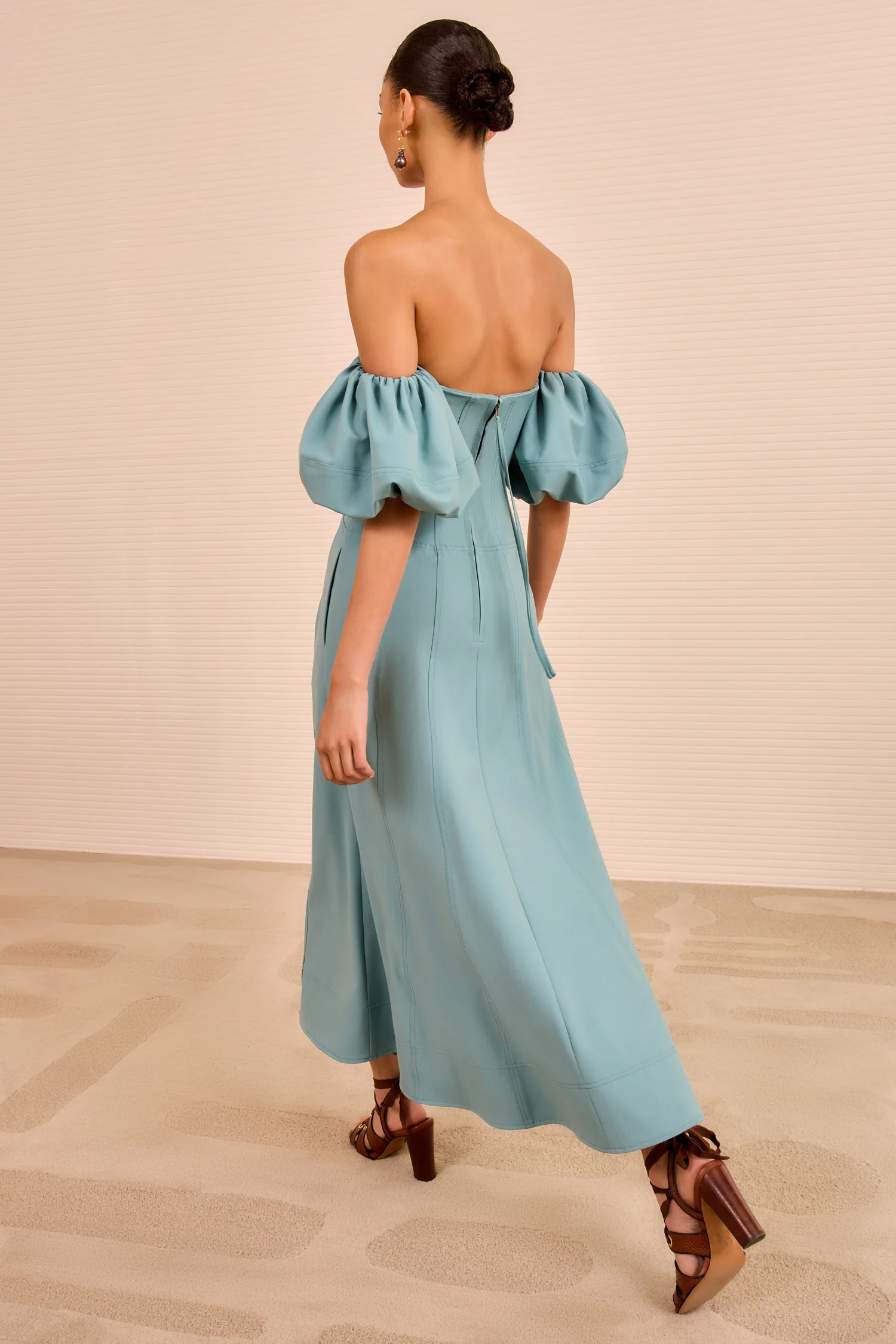 Nina Off the Shoulder Dress - Ocean - Image 4